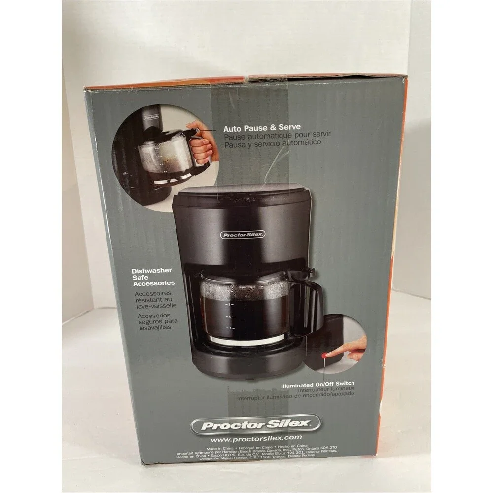 Proctor Silex 10 Cup Coffee Maker Black Auto Pause & Serve - New Sealed